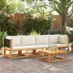 Set sofás de jardín con cojines 4 pzas madera maciza de acacia