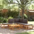Set de sofás de jardín con cojines 6 pzas madera maciza