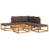 Set de sofás de jardín con cojines 6 pzas madera maciza