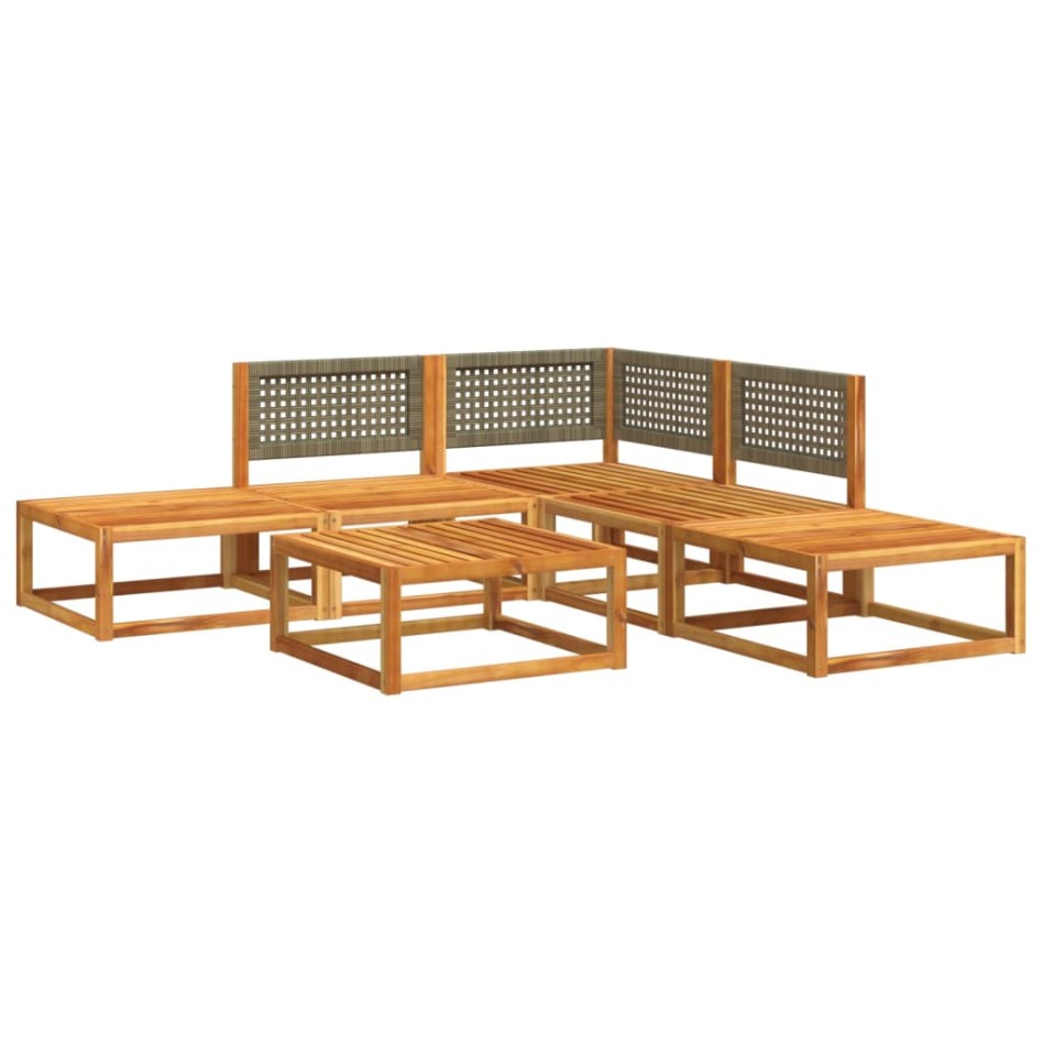 Set de sofás de jardín con cojines 6 pzas madera maciza
