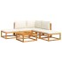 Set de sofás de jardín con cojines 6 pzas madera maciza