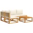 Set de sofás de jardín con cojines 5 pzas madera maciza