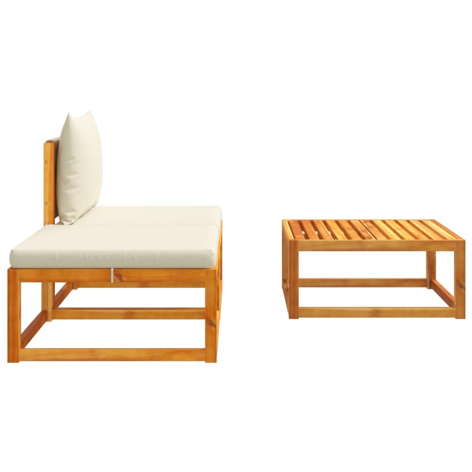 Set de sofás de jardín con cojines 3 pzas madera maciza