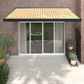 Toldo retráctil aluminio y tela blanco y amarillo 3x2,5