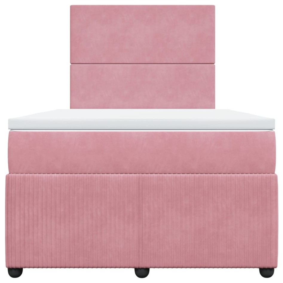 Cama box spring con colchón terciopelo rosa 120x190