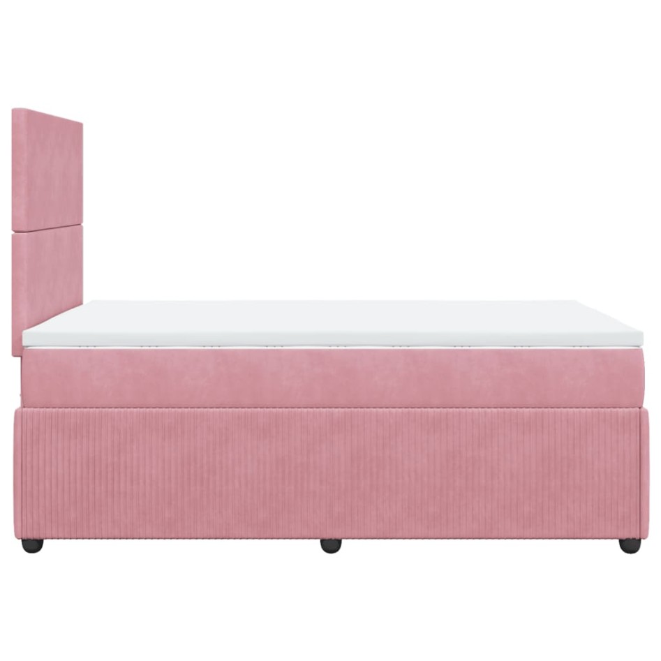 Cama box spring con colchón terciopelo rosa 120x190