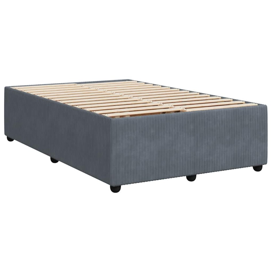 Cama box spring con colchón terciopelo gris oscuro 120x190