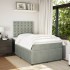Cama box spring con colchón terciopelo gris claro 120x190