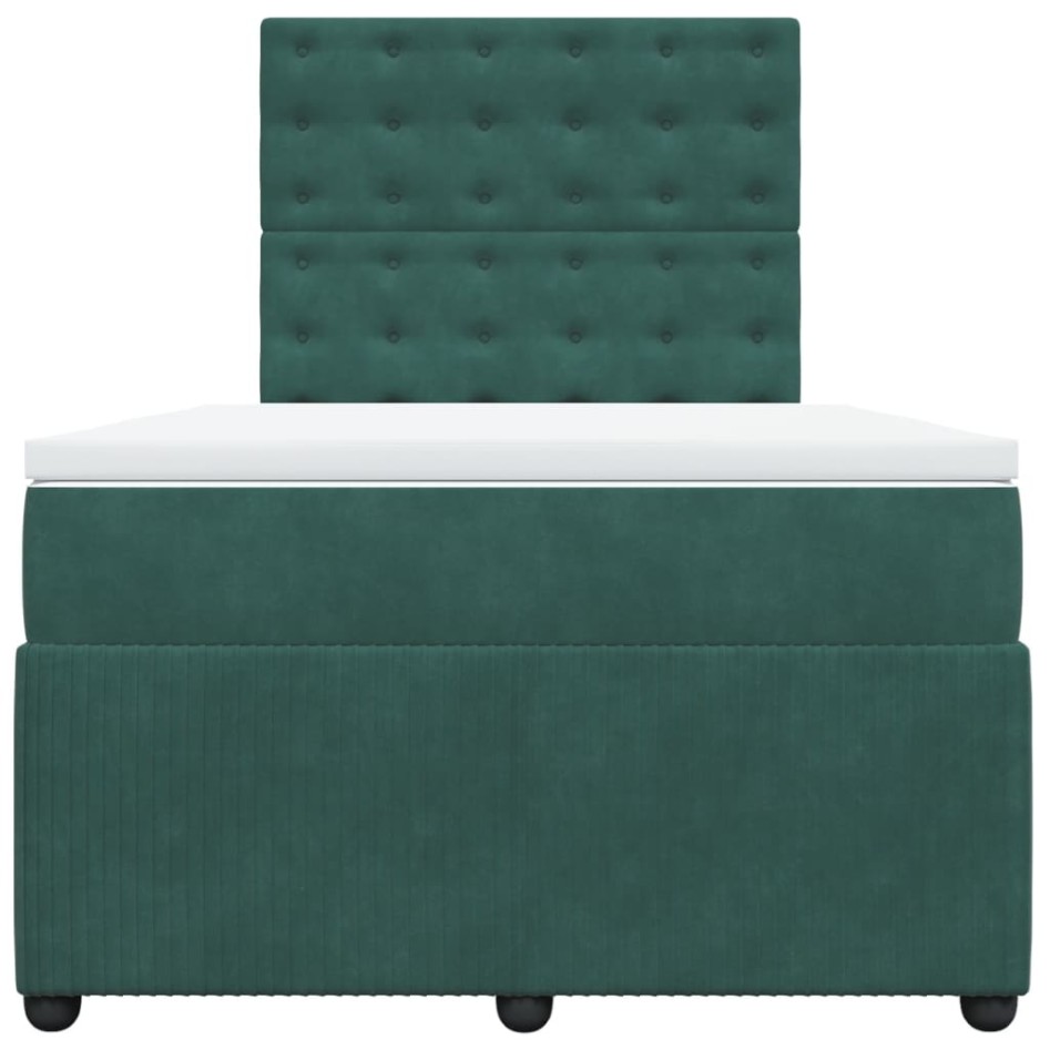 Cama box spring con colchón terciopelo verde oscuro 120x190