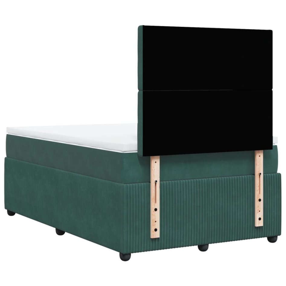 Cama box spring con colchón terciopelo verde oscuro 120x190
