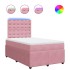 Cama box spring con colchón terciopelo rosa 120x190
