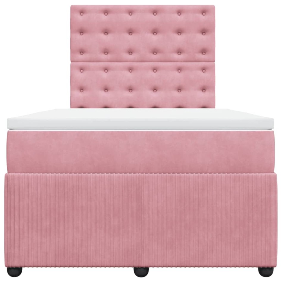 Cama box spring con colchón terciopelo rosa 120x190