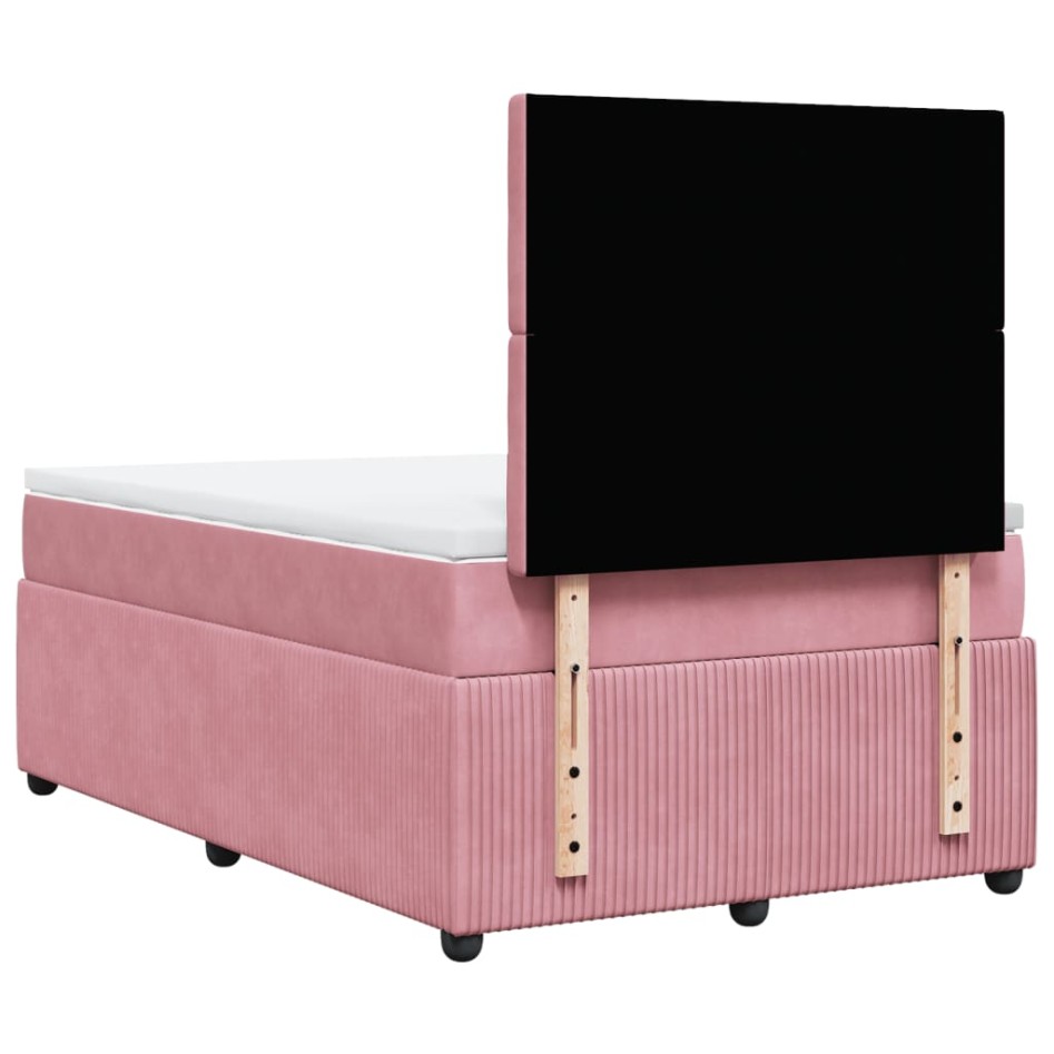 Cama box spring con colchón terciopelo rosa 120x190