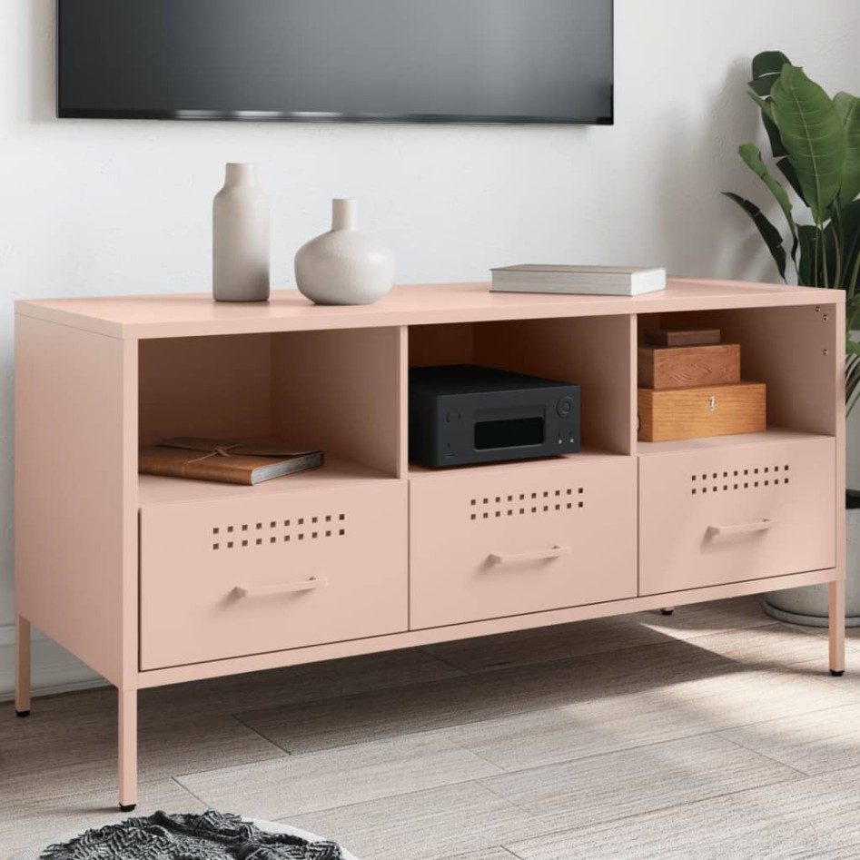 Mueble para TV acero rosa 100,5x39x50,5