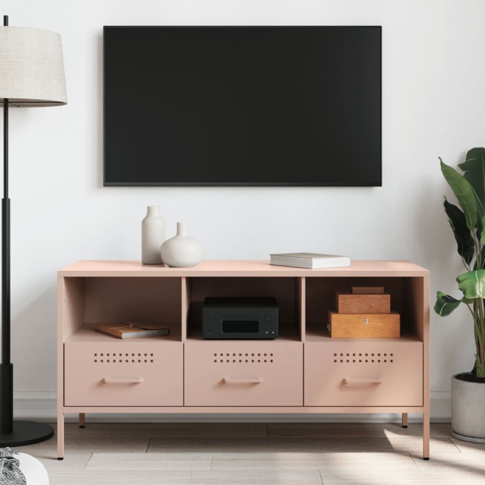 Mueble para TV acero rosa 100,5x39x50,5