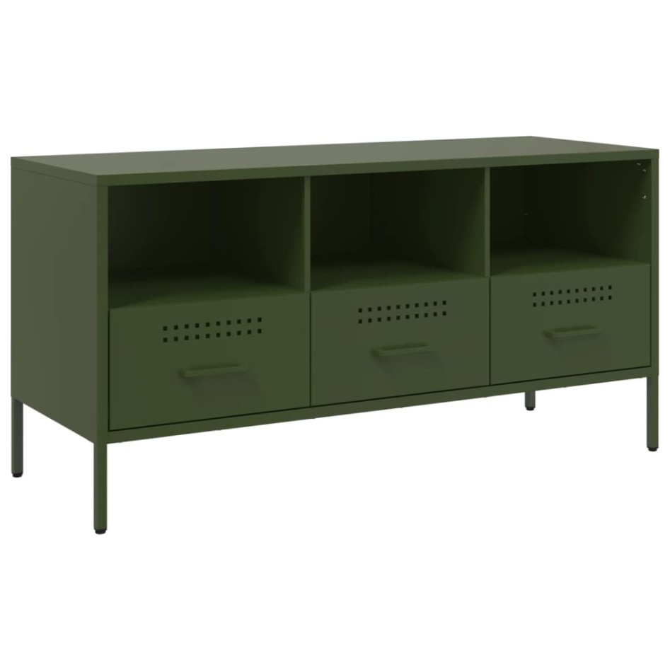 Mueble para TV acero verde oliva 100,5x39x50,5