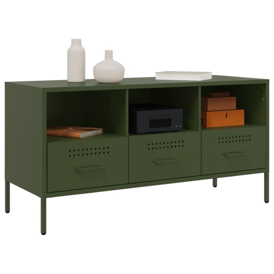 Mueble para TV acero verde oliva 100,5x39x50,5