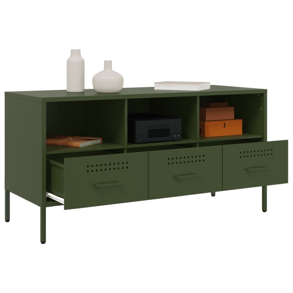 Mueble para TV acero verde oliva 100,5x39x50,5