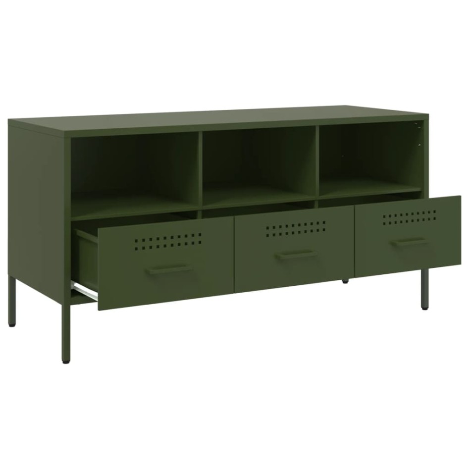 Mueble para TV acero verde oliva 100,5x39x50,5