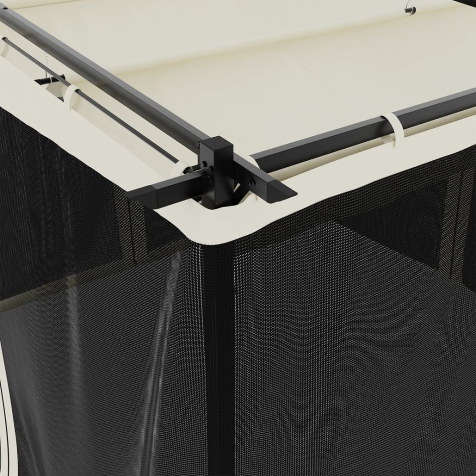 Cenador con paredes de malla acero crema 3x3