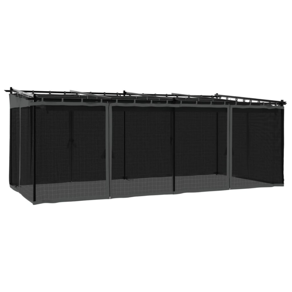 Cenador con paredes de malla acero gris antracita 6x3