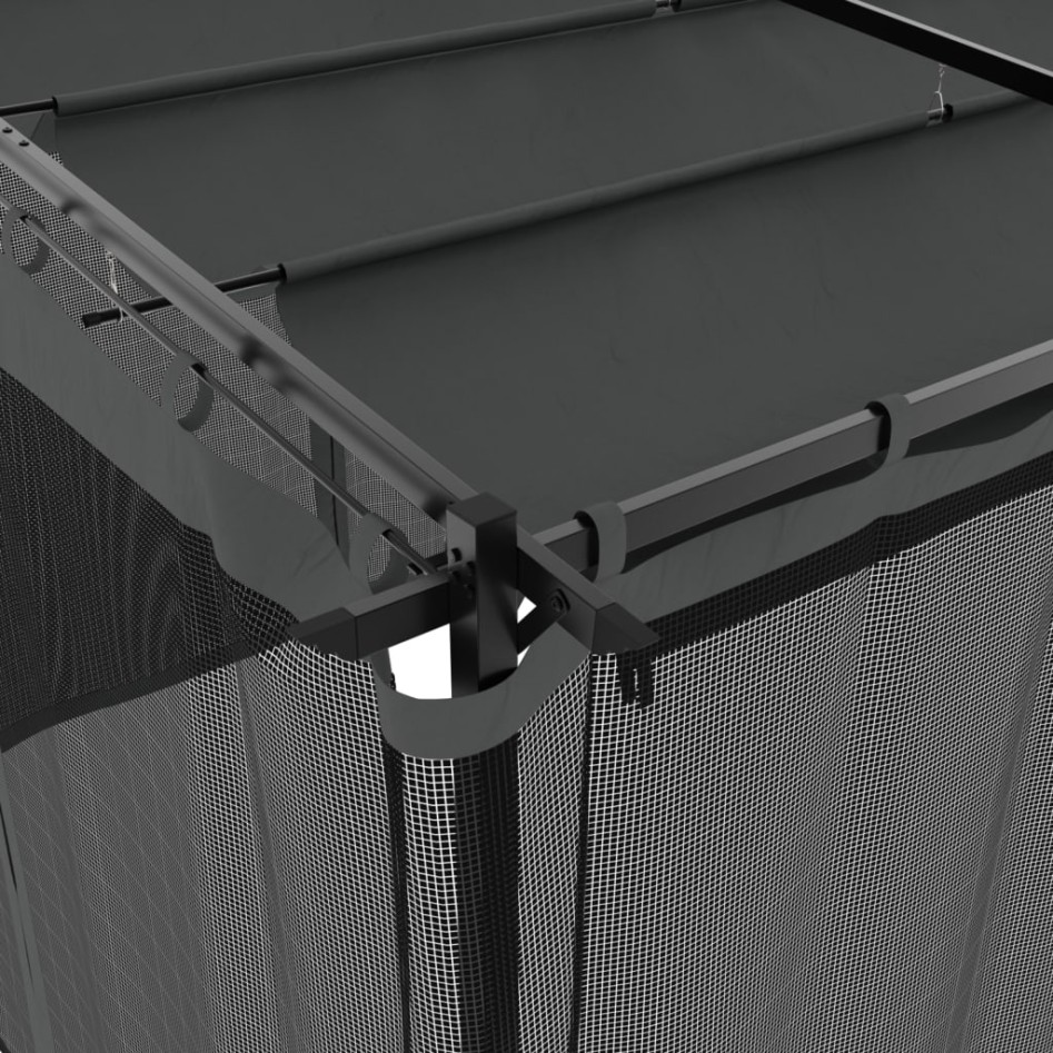 Cenador con paredes de malla acero gris antracita 6x3