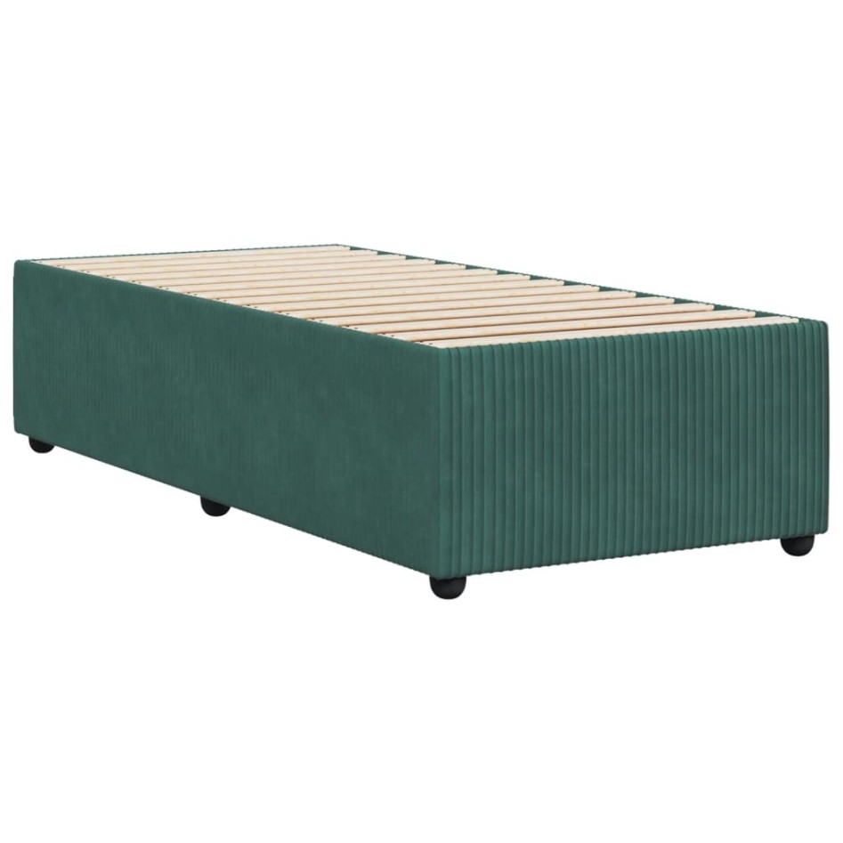 Estructura de cama sin colchón terciopelo verde oscuro