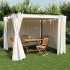 Cenador con cortinas acero color crema 3x3