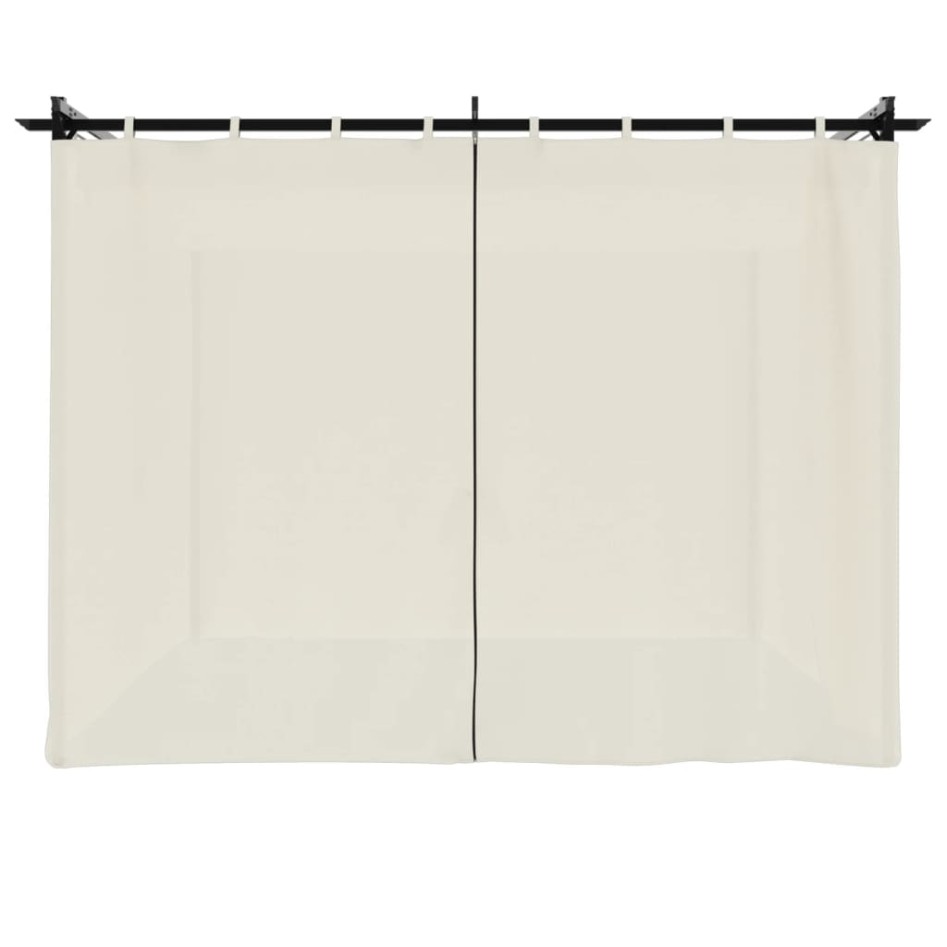 Cenador con cortinas acero color crema 3x3