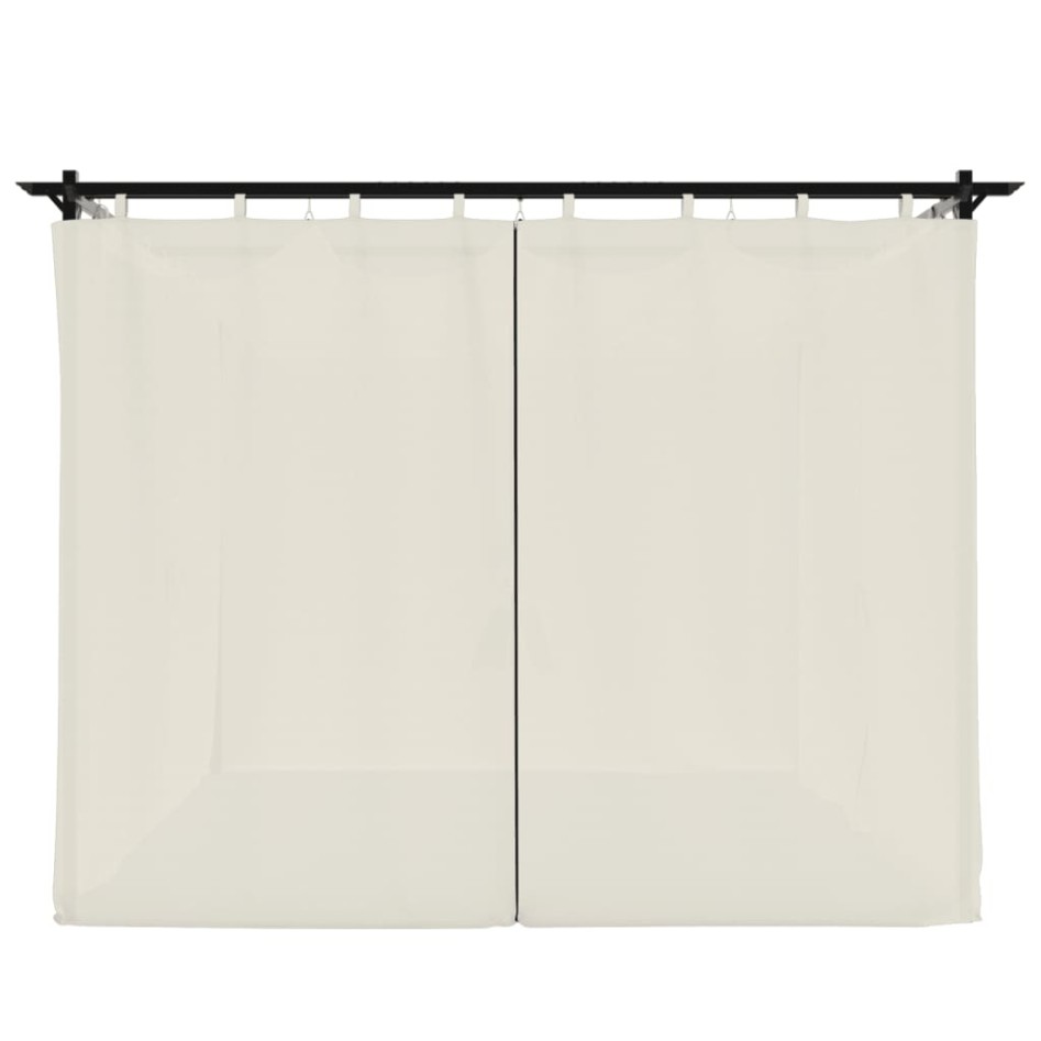 Cenador con cortinas acero color crema 3x3
