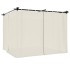 Cenador con cortinas acero color crema 3x3