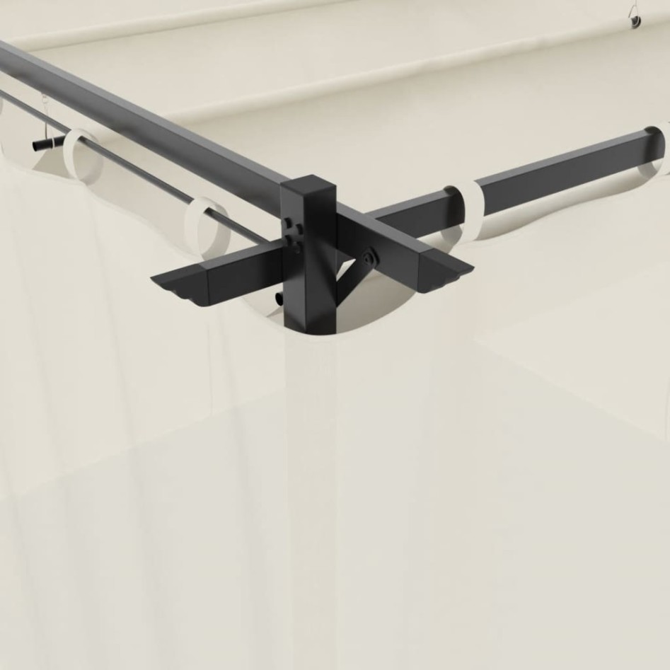 Cenador con cortinas acero color crema 3x3