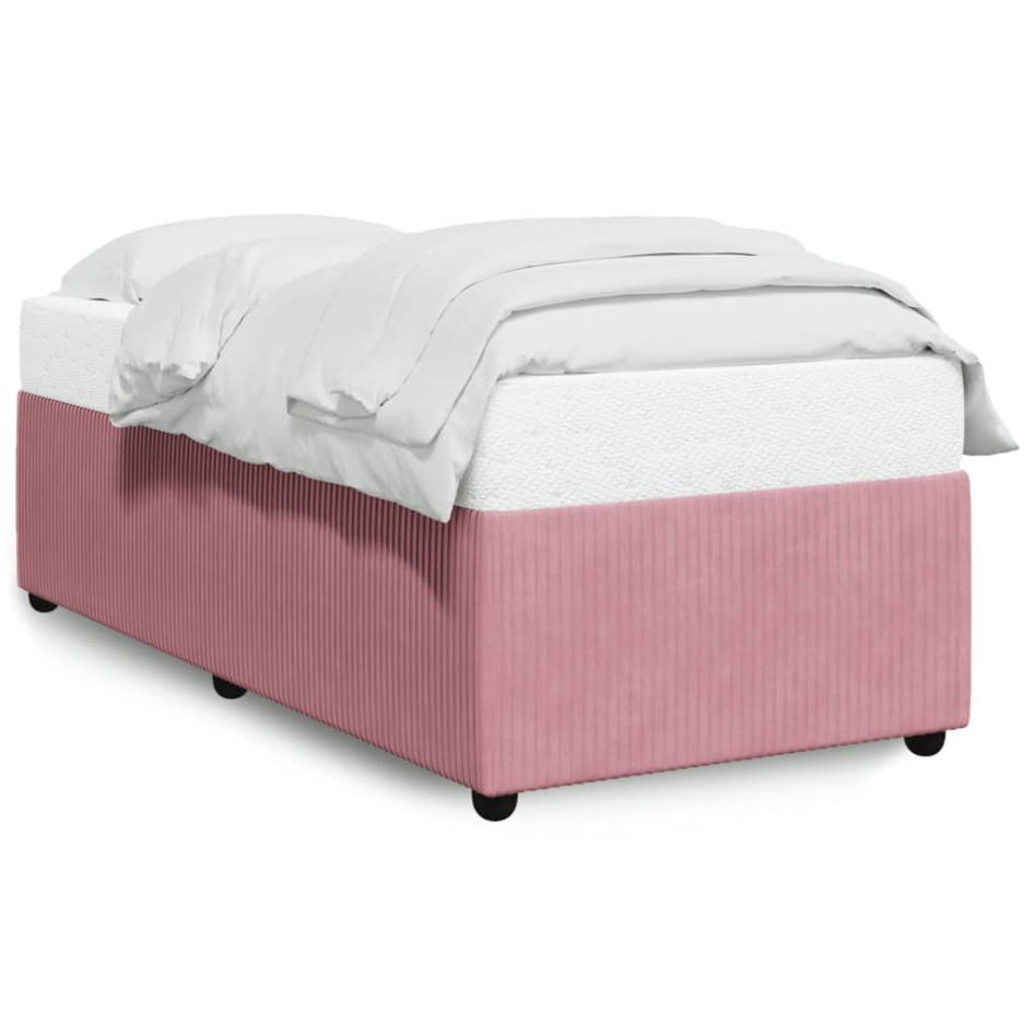 Estructura de cama sin colchón terciopelo rosa 90x200