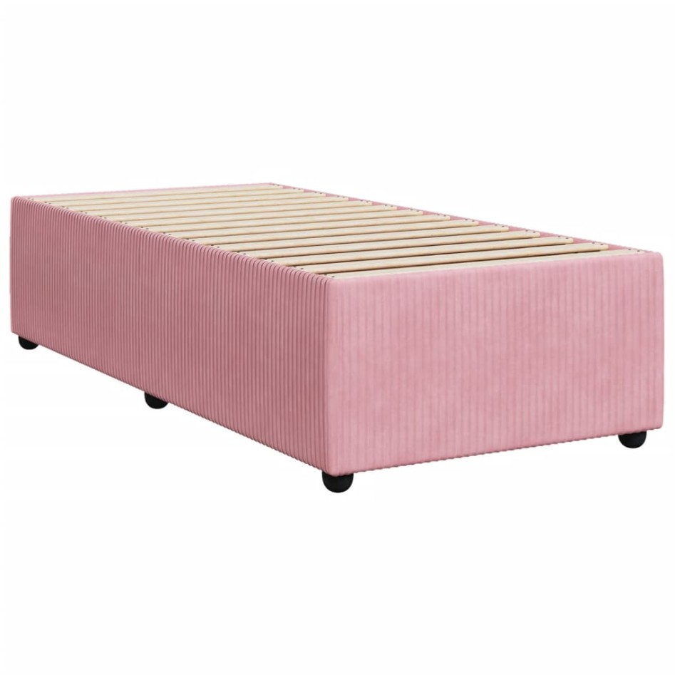 Estructura de cama sin colchón terciopelo rosa 90x200