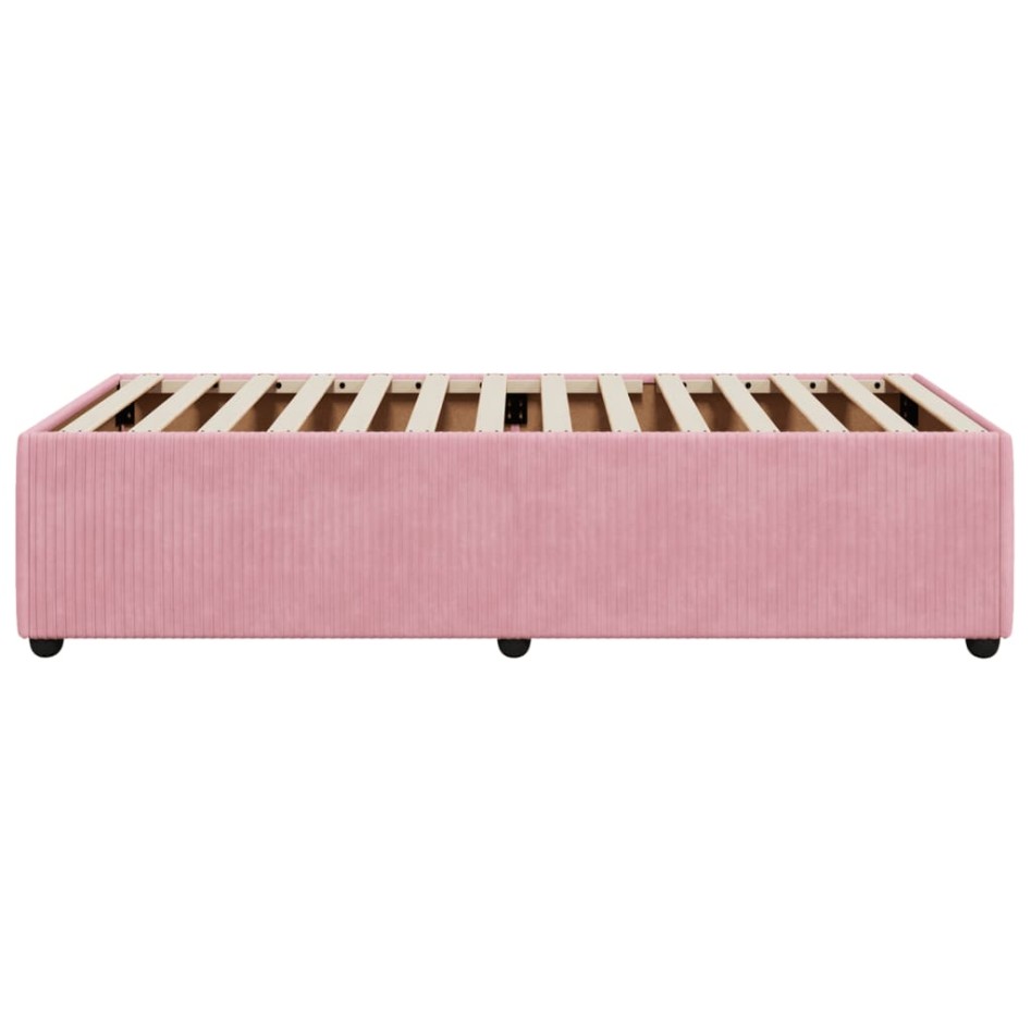 Estructura de cama sin colchón terciopelo rosa 90x200