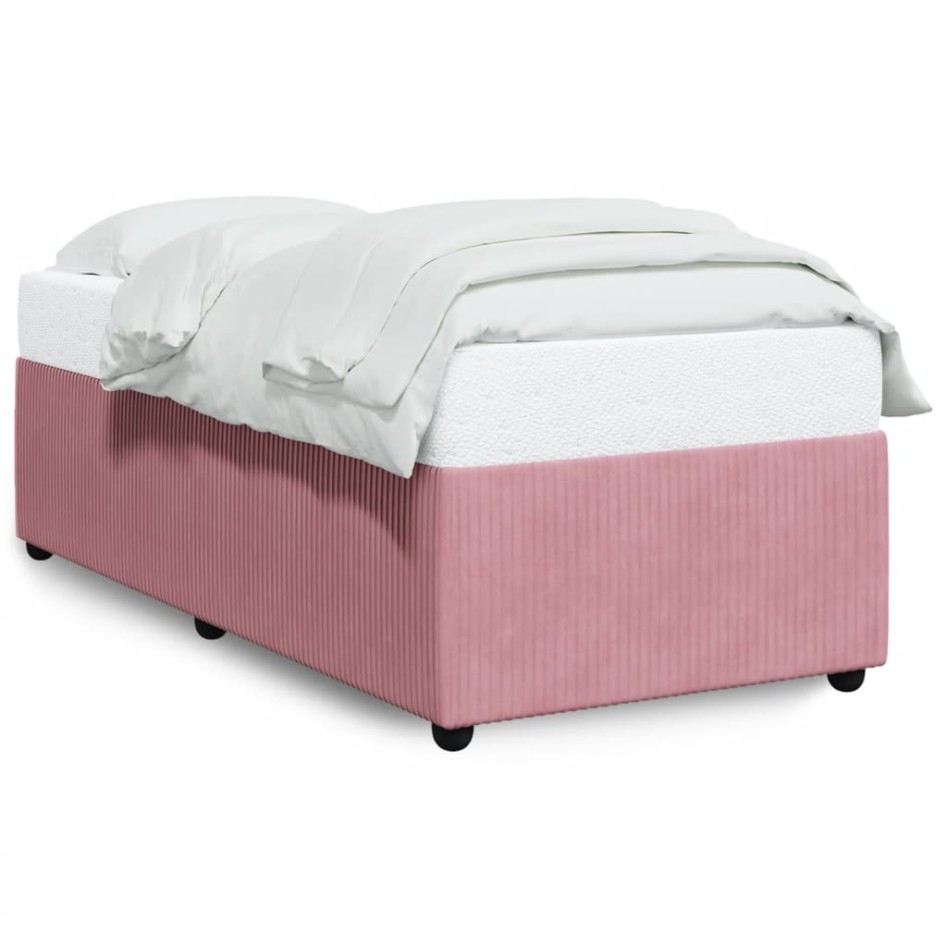 Estructura de cama sin colchón terciopelo rosa 100x200