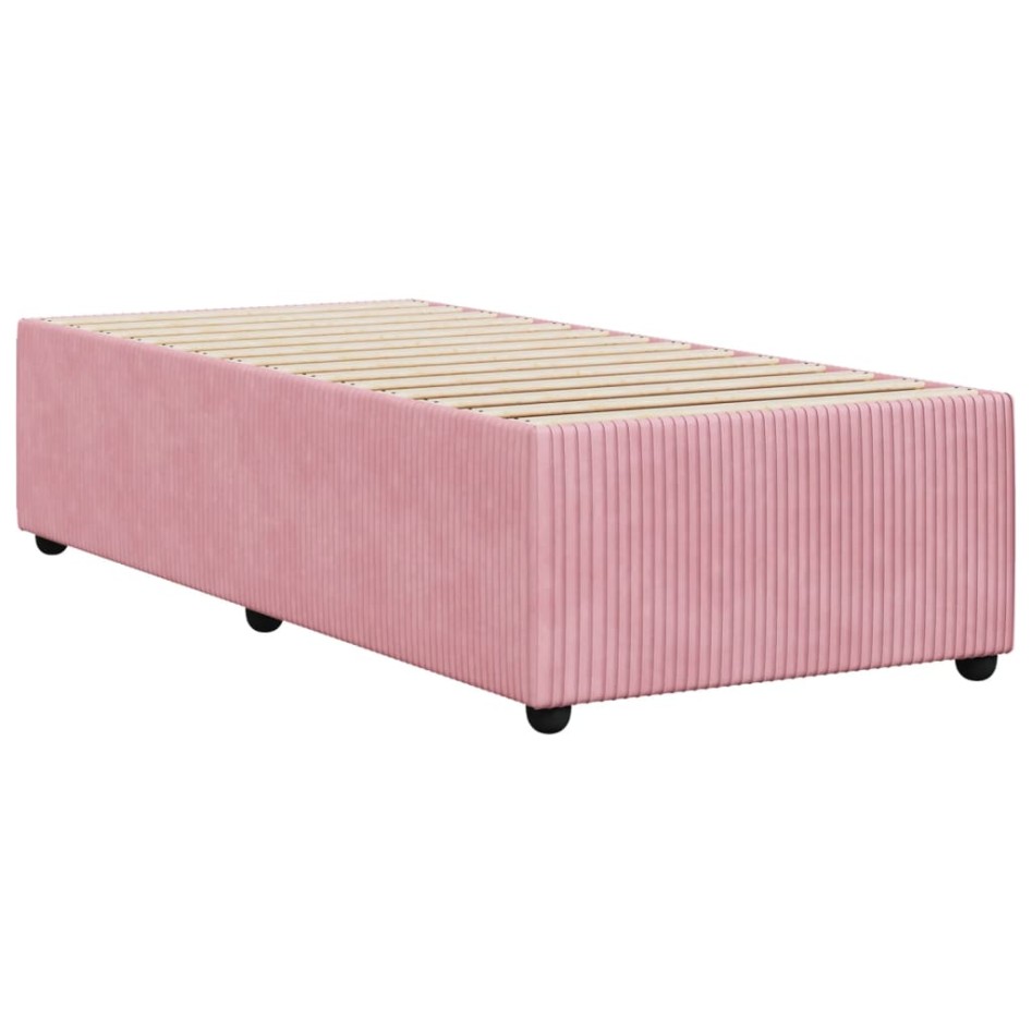 Estructura de cama sin colchón terciopelo rosa 100x200