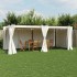 Cenador con cortinas acero color crema 6x3