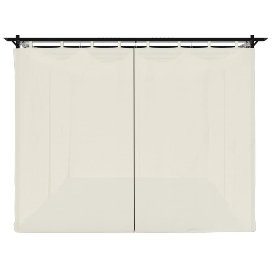 Cenador con cortinas acero color crema 6x3