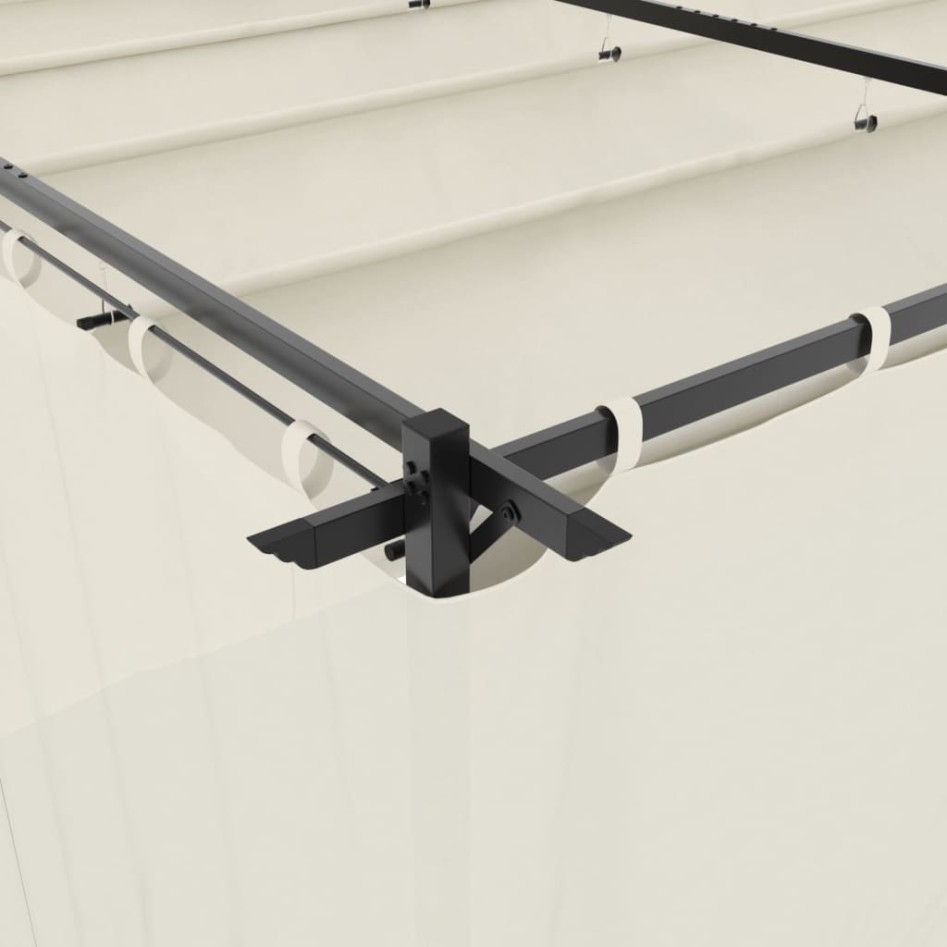 Cenador con cortinas acero color crema 6x3