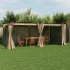 Cenador con cortinas acero taupe 6x3
