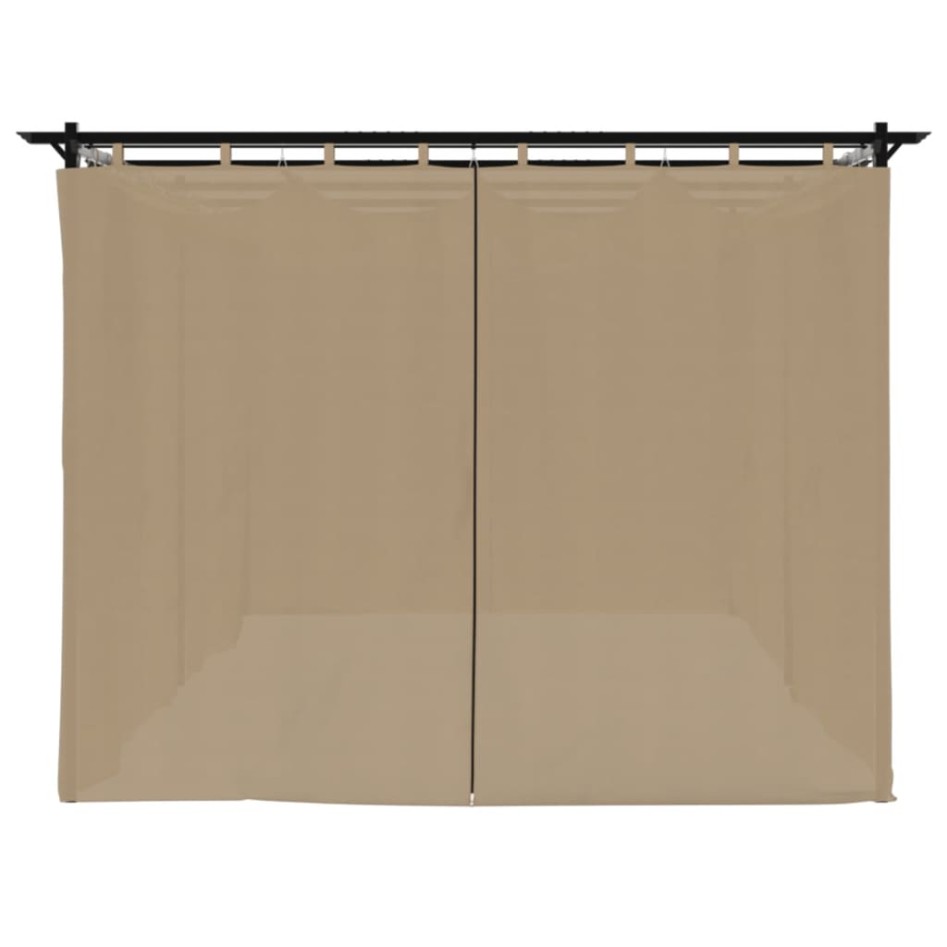 Cenador con cortinas acero taupe 6x3