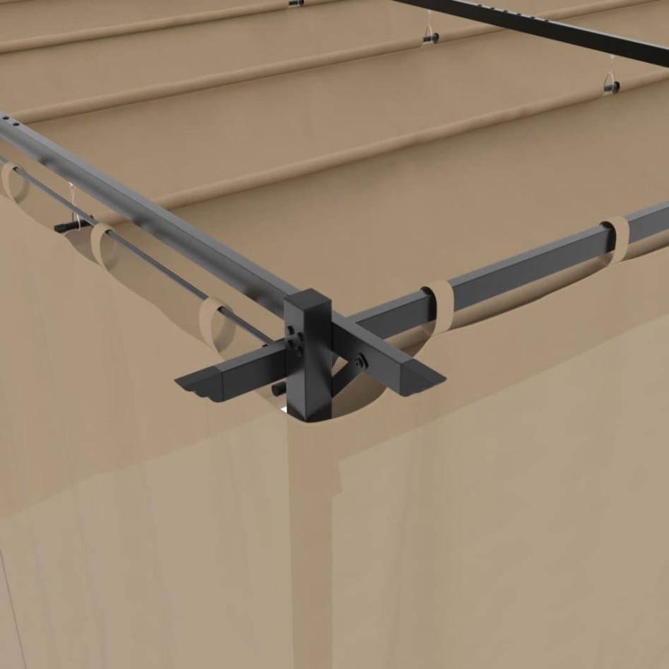 Cenador con cortinas acero taupe 6x3