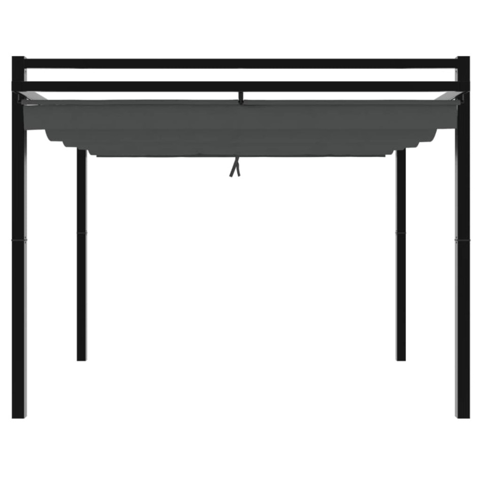 Cenador de jardín con techo retráctil aluminio antracita 3x3