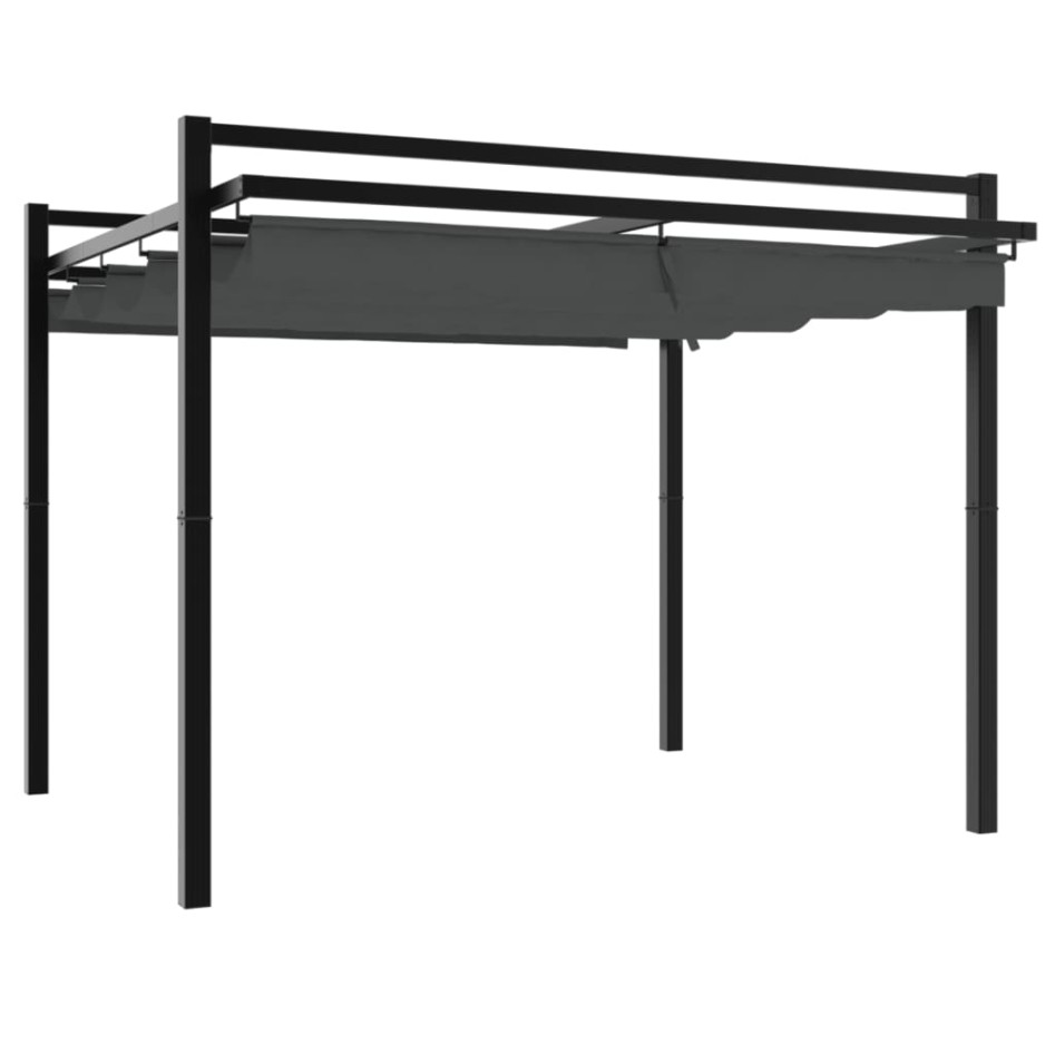 Cenador de jardín con techo retráctil aluminio antracita 3x3