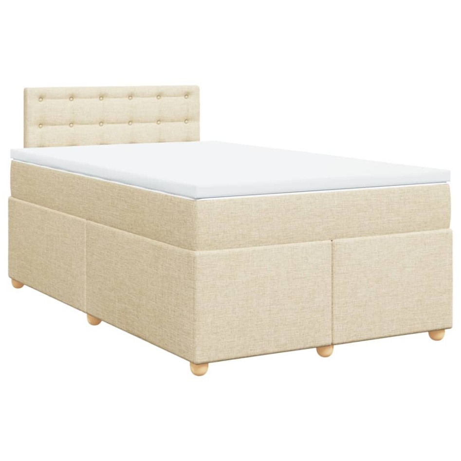 Cama box spring con colchón tela color crema 120x200
