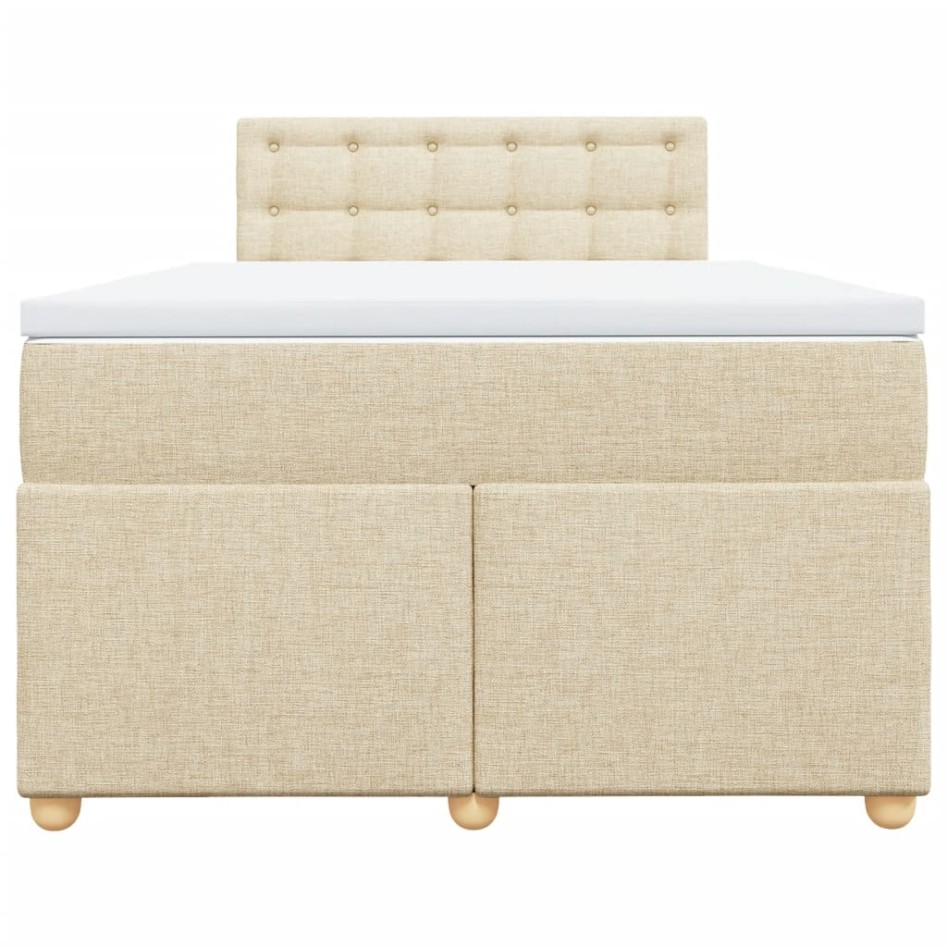 Cama box spring con colchón tela color crema 120x200