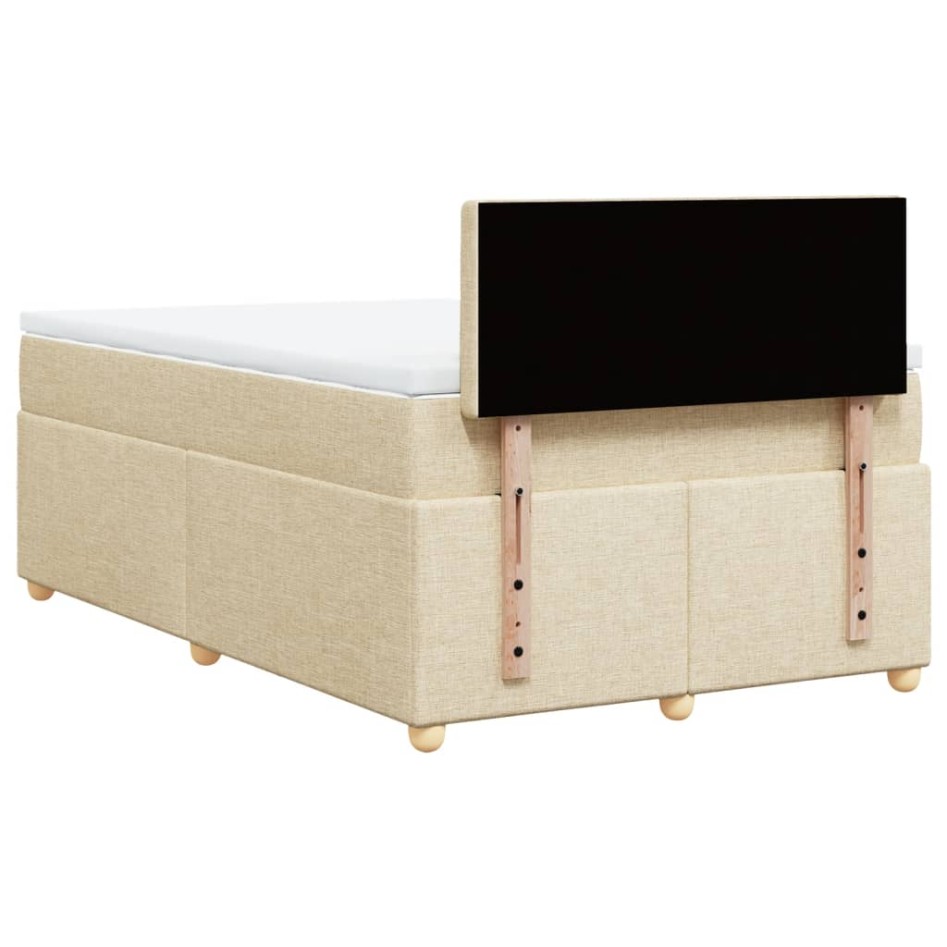 Cama box spring con colchón tela color crema 120x200