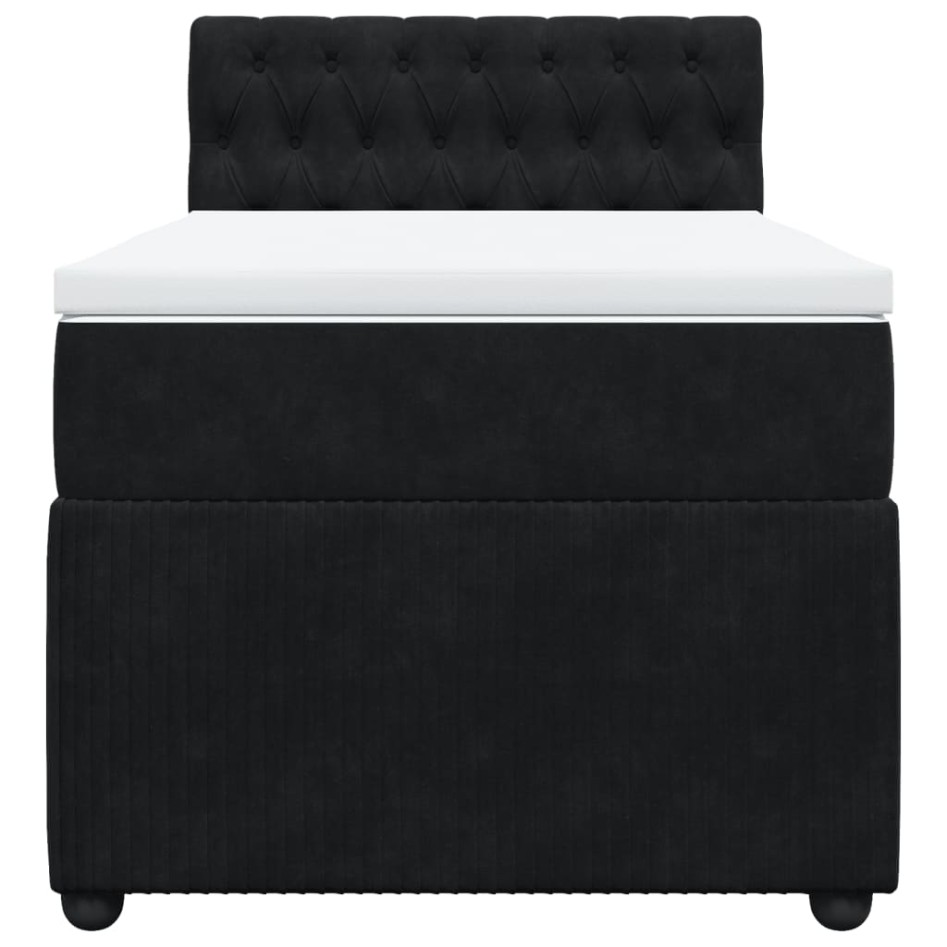 Cama box spring con colchón cuero sintético negro 90x190
