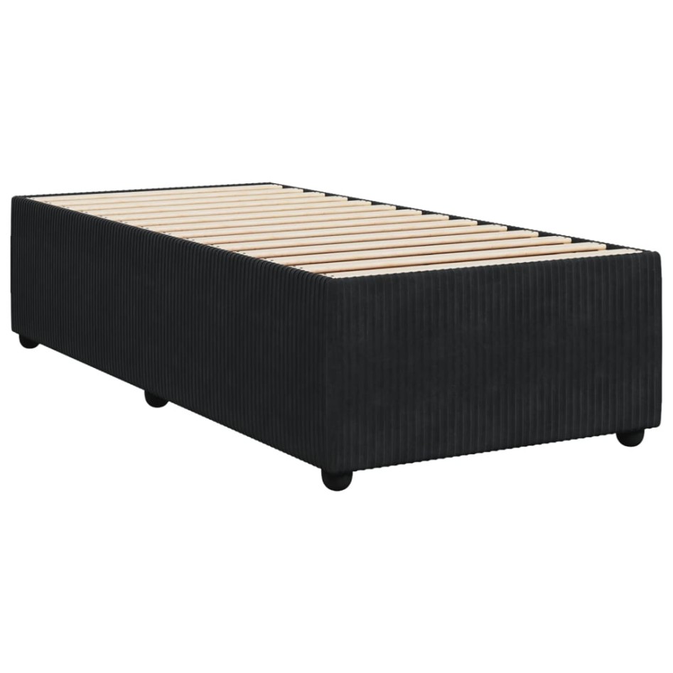 Cama box spring con colchón terciopelo negro 90x200